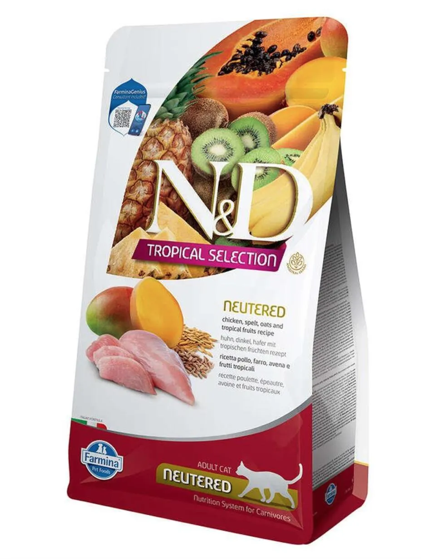 N & D Tropical selection tavuklu ve tropical meyveli  kısırlaştırılmış kedi maması 1,5kg
