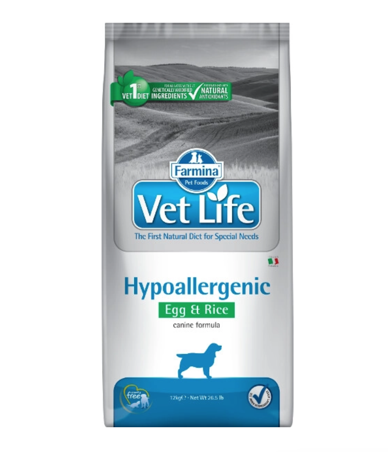 VET LİFE Hypo Allergenic Egg&Rice  köpek 12kg (hipoalerjenik yumurta proteini ve pirinçli  köpek maması)