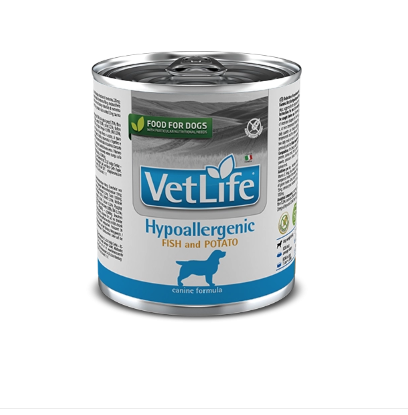 VET LİFE Hypoallergenic fish&potato köpek konserve yaş maması 300gr